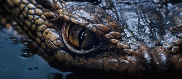 close up photo crocodile eyes and face