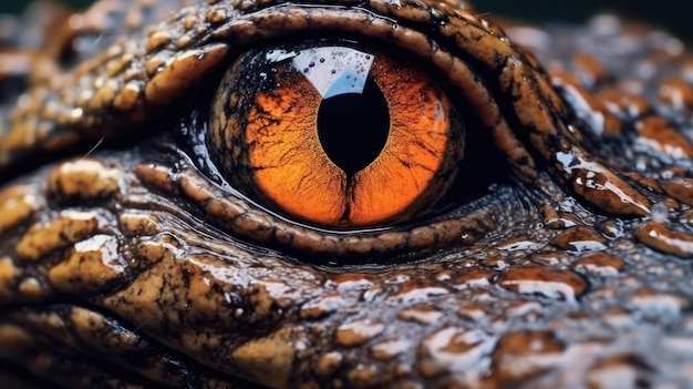 close up photo crocodile eyes and face