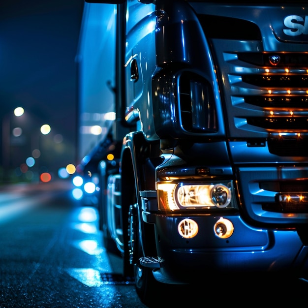 Close up photo of a European truck