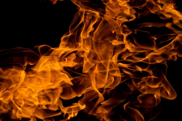 Close up photo of fire flame on black background