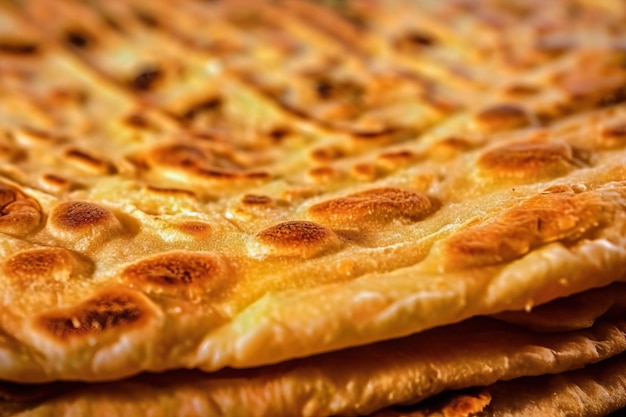 Close up photo of a freshy made paratha bread delicious