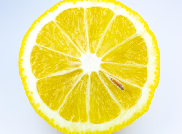 Close up photo of lemon texture background Fruit cut in half inside macro view