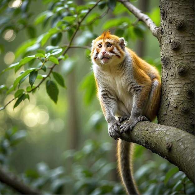 Close Up Photo of Monkey on Tree Branch AI GENERATED