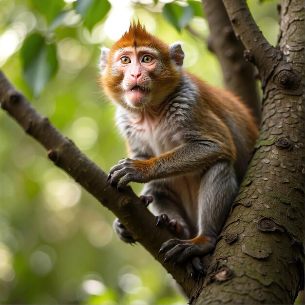 Close Up Photo of Monkey on Tree Branch AI GENERATED