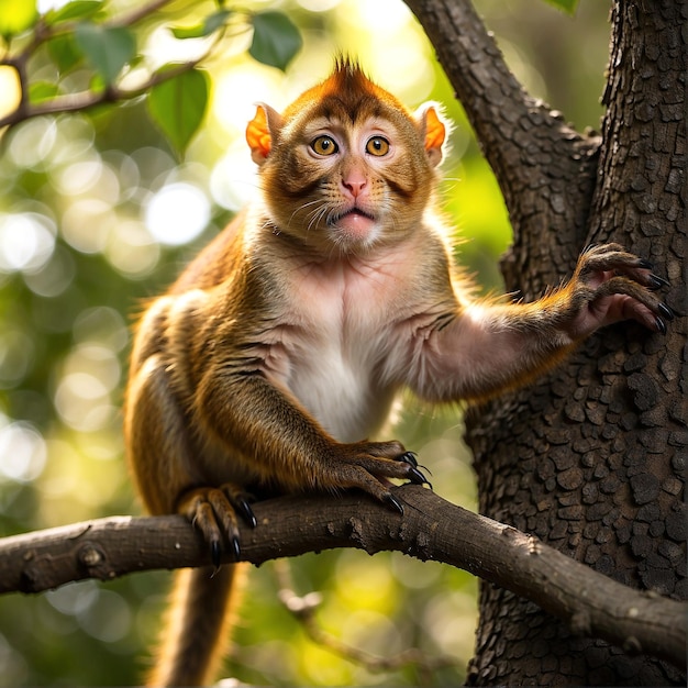 Close Up Photo of Monkey on Tree Branch AI GENERATED