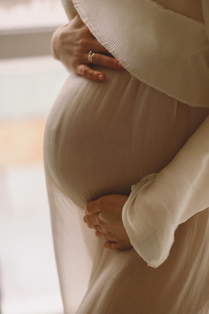 Photo close up photo of pregnant belly motherhood concept