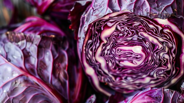 Photo close up photo of red cabbage generative ai