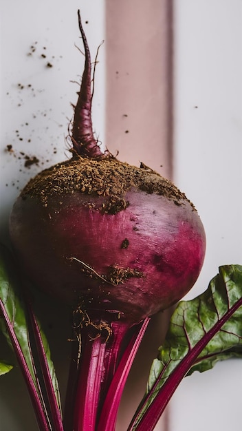 Photo a close up photograph of a freshly harvested beetroot showcasing its deep red and slightly purple