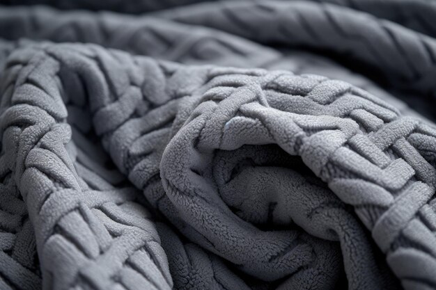 Close up photograph of the intricate composition of a grey terry towel cloth The arrangement and des