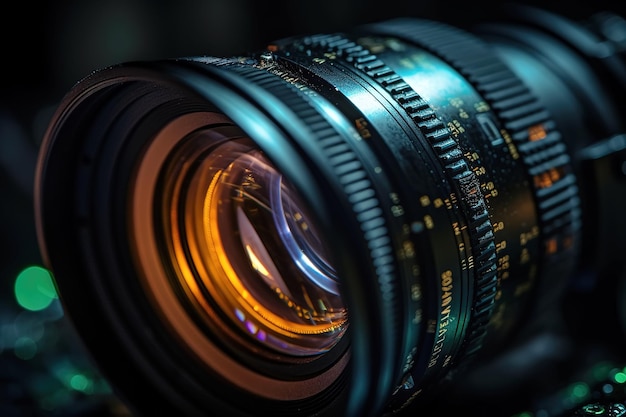 Close Up of a Photographic Lens on Black Backgroun