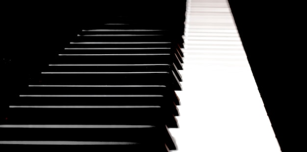 Close-up of piano keys.