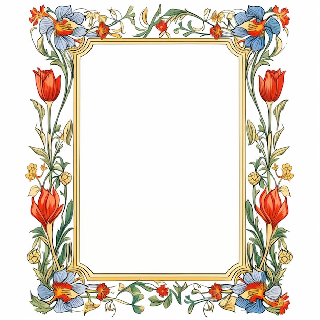 a close up of a picture of a frame with flowers generative ai