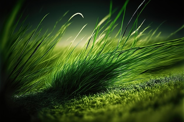 A close-up picture of green fresh grass in springtime perfect for a digital or print background