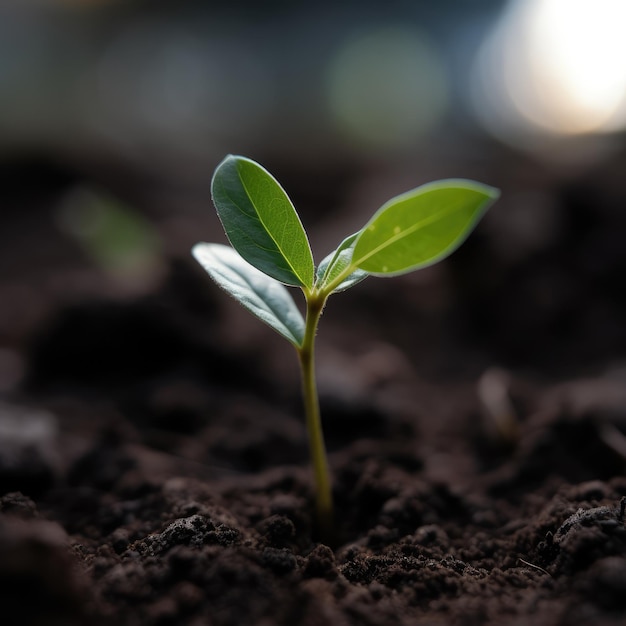 Close up picture of the sapling of the plant is grow generative ai