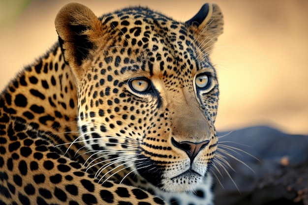 Close up picture of a young leopard in nature