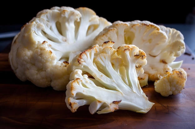 A close up of a piece of cauliflower on a table generative AI