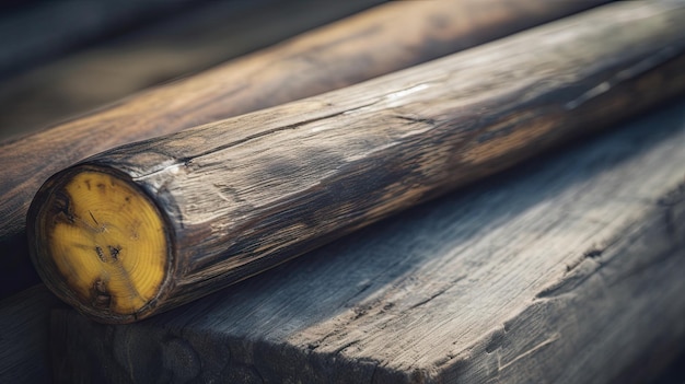 A close up of a piece of wood with a yellow ring around the tip of the tip of the tip of the tip of the tip of the tip of the tip of the tip of the