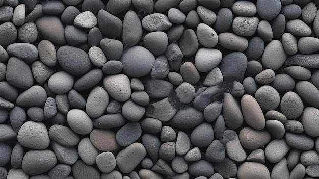 A close up of a pile of black and grey pebbles.