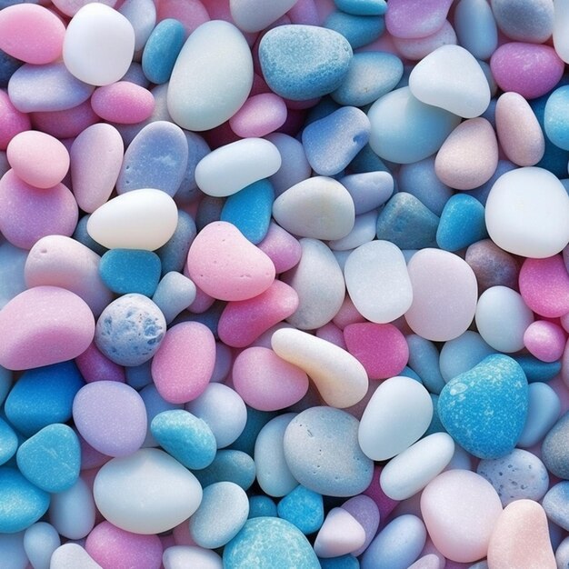 A close up of a pile of candy rocks with different colors generative ai