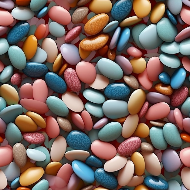 A close up of a pile of colorful candy with a lot of different colors generative ai