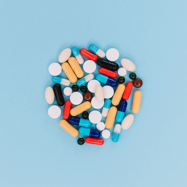 Close-up pile of pills