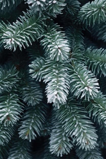 A close up of a pine tree with snow on it