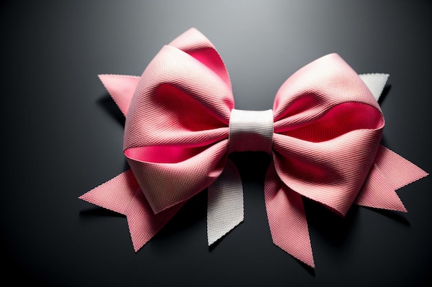 A Close Up Of A Pink Bow On A Black Surface