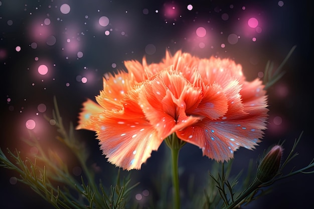 Close up pink carnations on blur background Creative floral composition