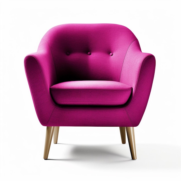 a close up of a pink chair with a wooden legs generative ai