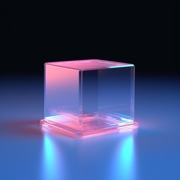 A close up of a pink cube with a light on it generative ai