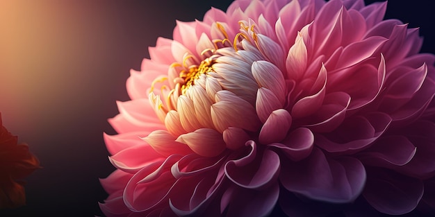 A close up of a pink flower on a black background generative AI