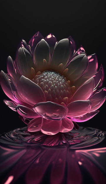 Close up of pink flower with black background generative ai