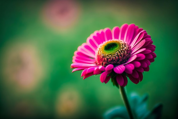 Close up of pink flower with blurry background in the foreground Generative AI