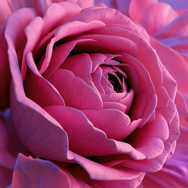 a close up of a pink flower with a purple petal on the top