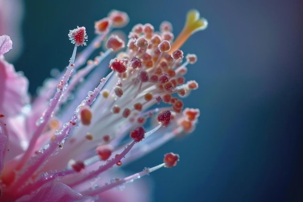 Close Up of a Pink Flowers Stamen and Pistil in Bloom