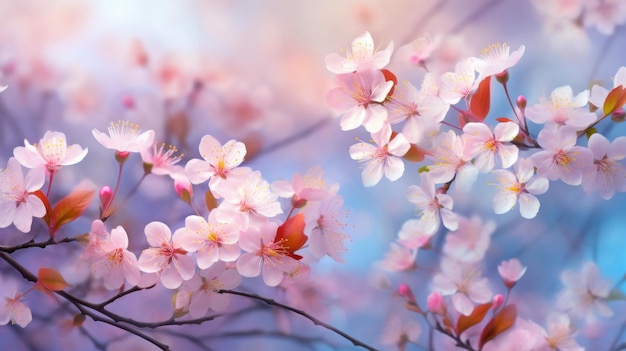 A close up of pink flowers on a tree