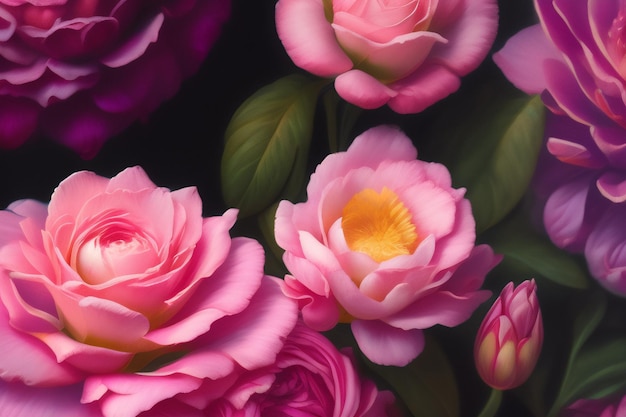 A close up of pink flowers with the word love on it