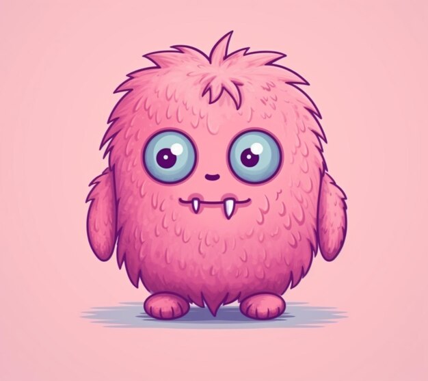 Photo a close up of a pink furry animal with big eyes generative ai