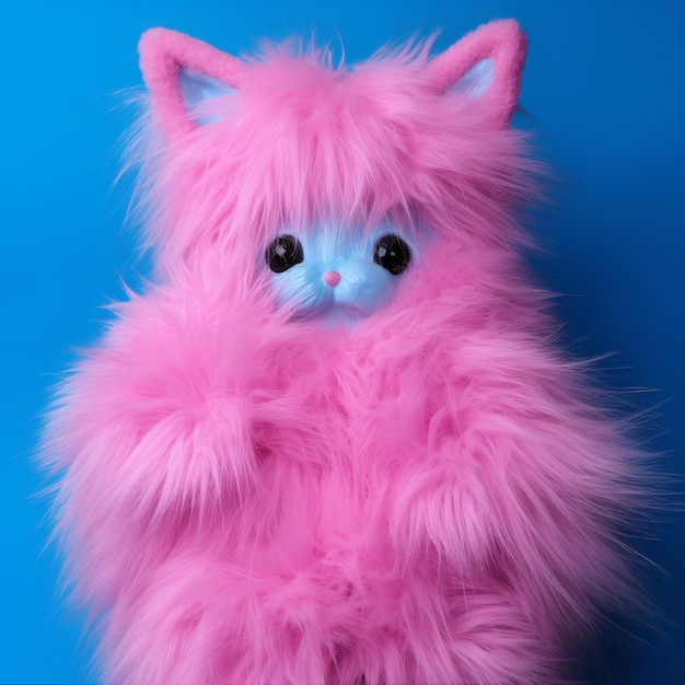 Photo a close up of a pink furry cat with big eyes generative ai