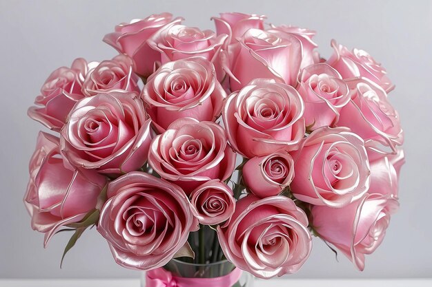 Close up on pink glass roses bouquetClose up on pink glass roses bouquet