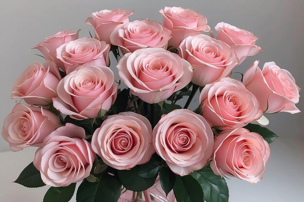 Close up on pink glass roses bouquetClose up on pink glass roses bouquet