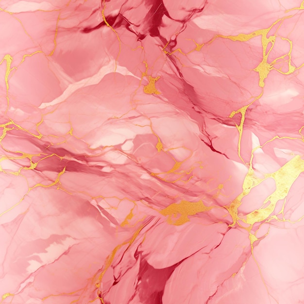 A close up of a pink and gold marble background with a gold line generative ai