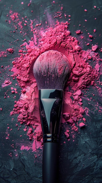 Close Up of a Pink Makeup Brush