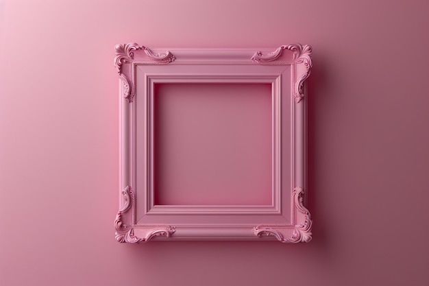 a close up of a pink picture frame on a pink wall generative ai