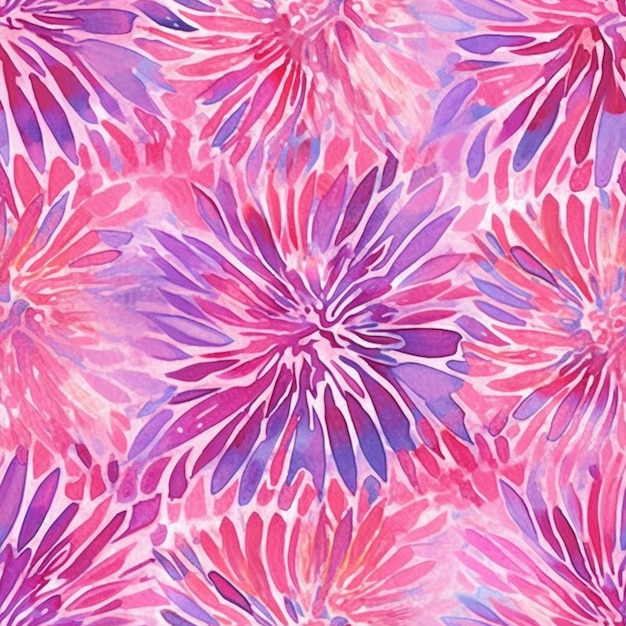 A close up of a pink and purple flower pattern on a white background generative ai