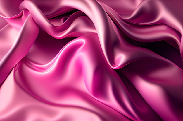 Close up of a pink satin fabric generative ai