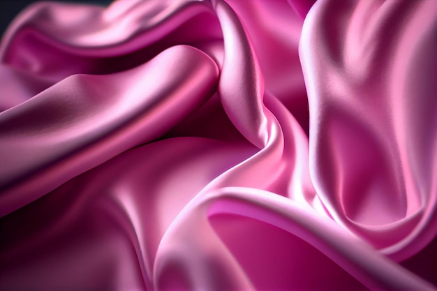 Close up of a pink satin fabric generative ai