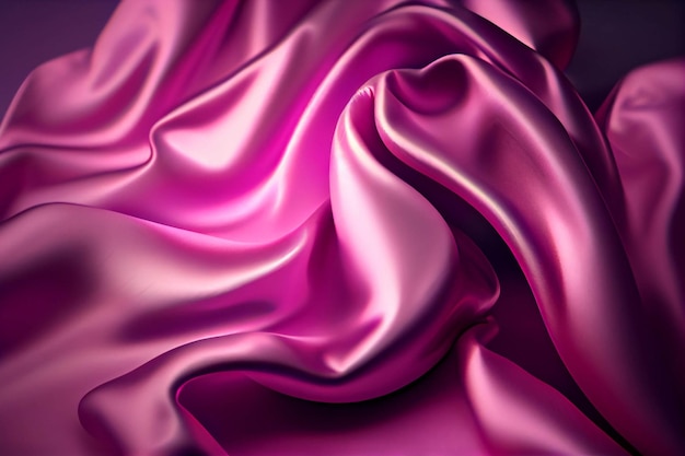 Close up of a pink satin fabric generative ai