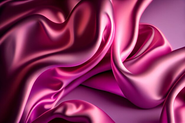 Close up of a pink satin fabric generative ai