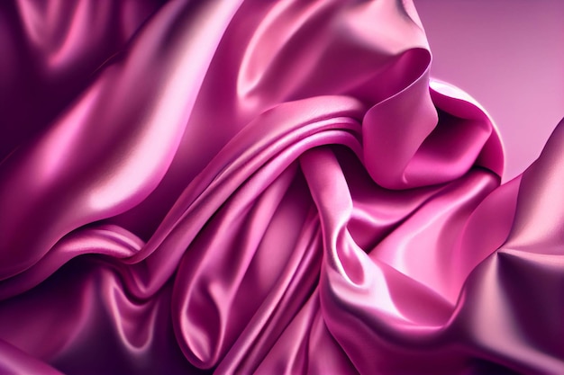 Close up of a pink satin fabric generative ai